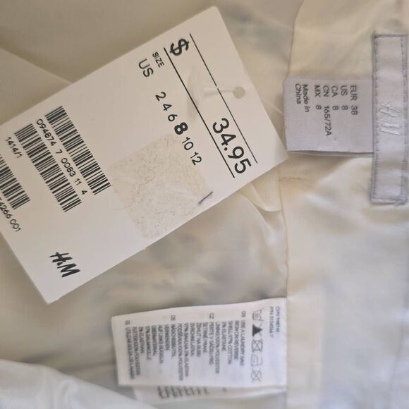 H&M White Floral Print Skirt with Clear Square Sequins, NWT, Sz. 8 - Picture 8 of 8